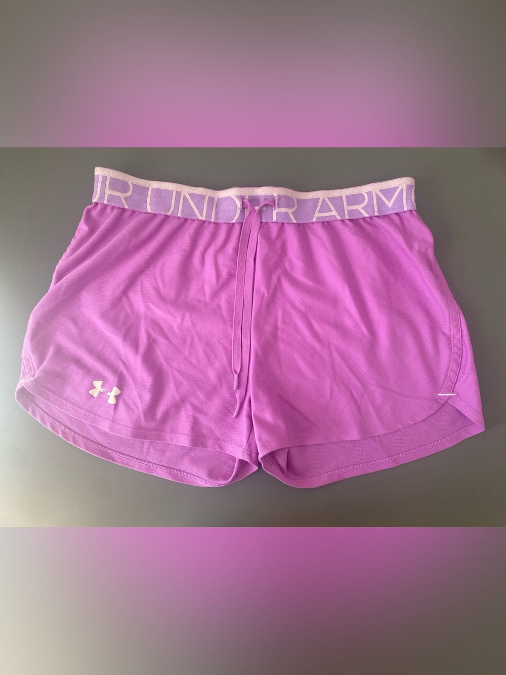 Under Armour Women’s Purple Athletic Shorts with Logo Waistband